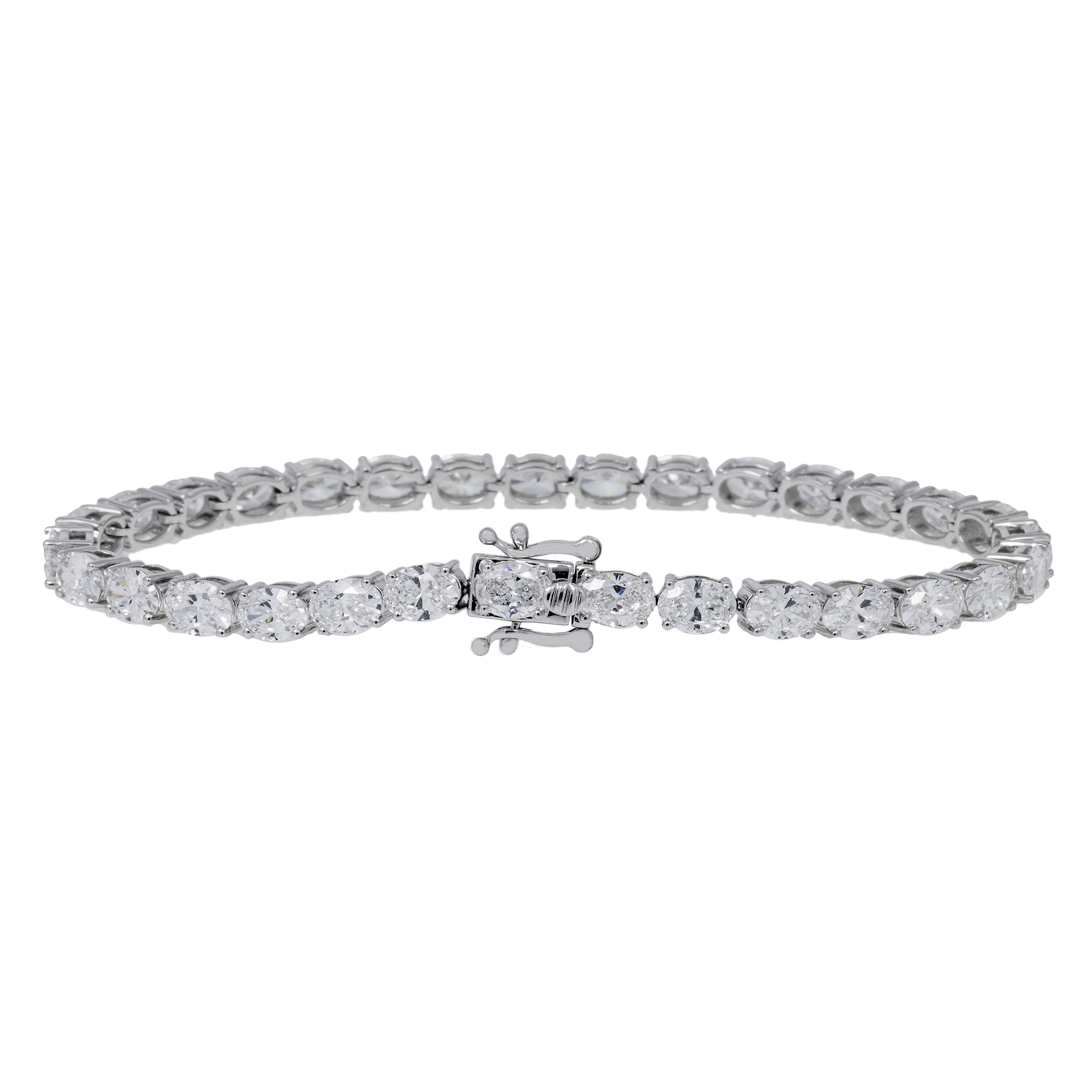 14K GOLD OVAL LAB DIAMOND TENNIS BRACELET 9.47 CT