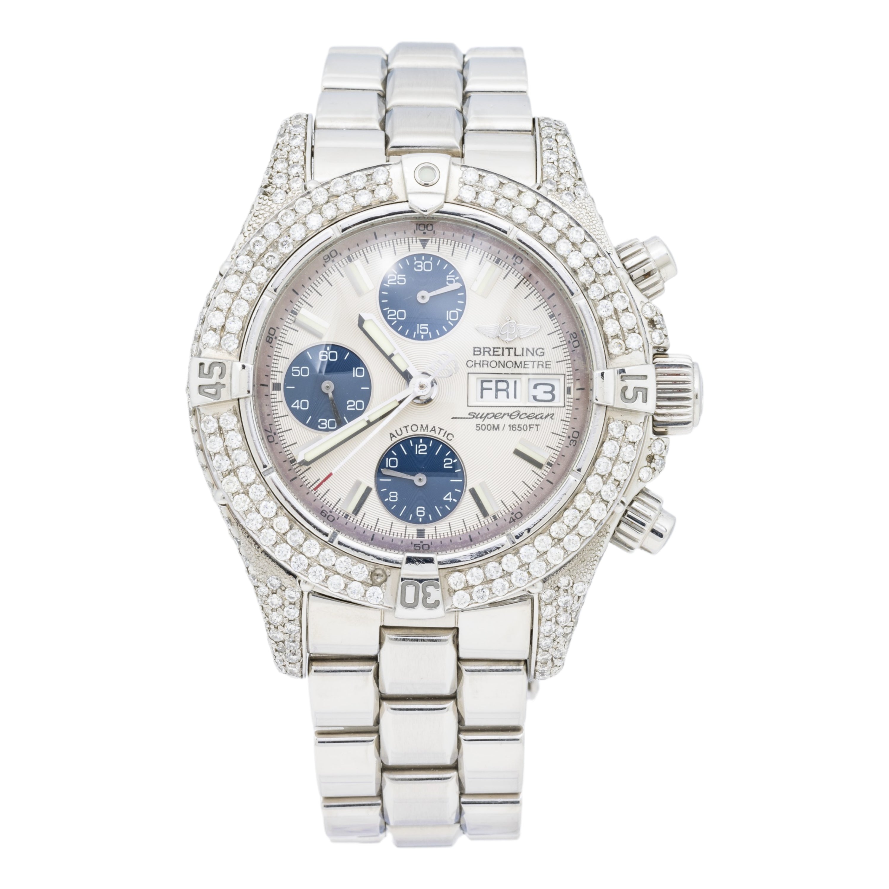 Breitling Superocean Chronograph A13340 42MM White Dial And Diamond Bezel With Stainless Steel Bracelet