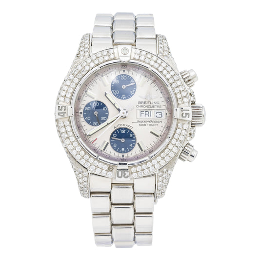 Breitling Superocean Chronograph A13340 42MM White Dial And Diamond Bezel With Stainless Steel Bracelet