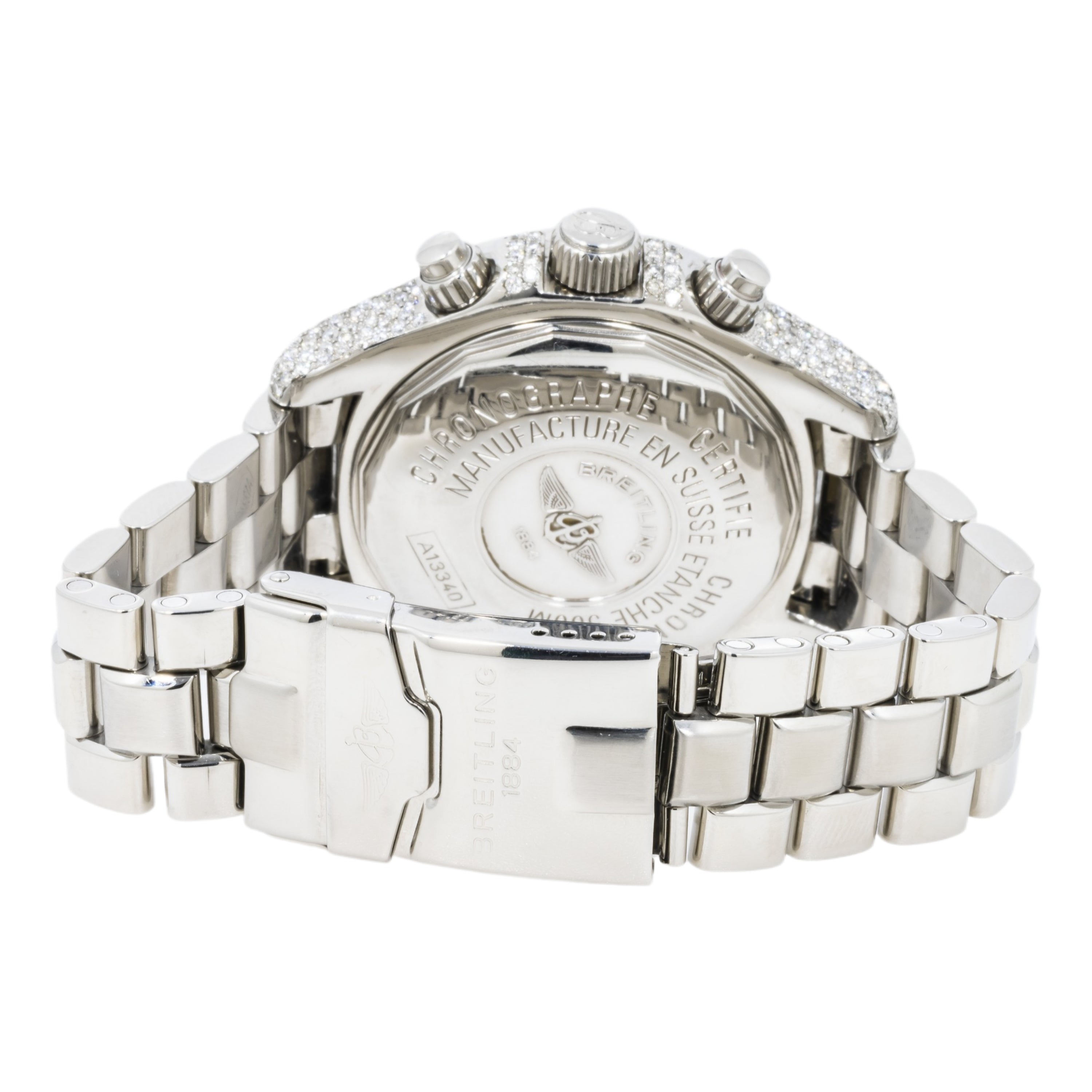 Breitling Superocean Chronograph A13340 42MM White Dial And Diamond Bezel With Stainless Steel Bracelet