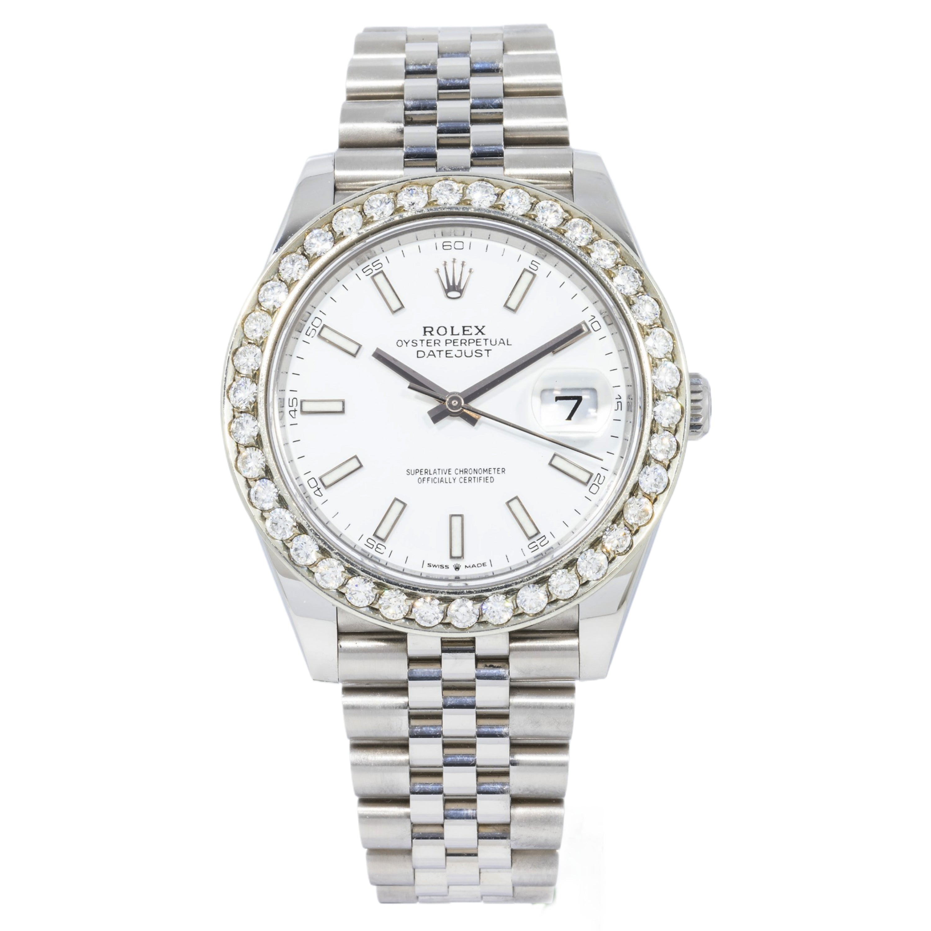 Rolex Datejust 126300 41MM White Dial And Diamond Bezel With Stainless Steel Jubilee Bracelet