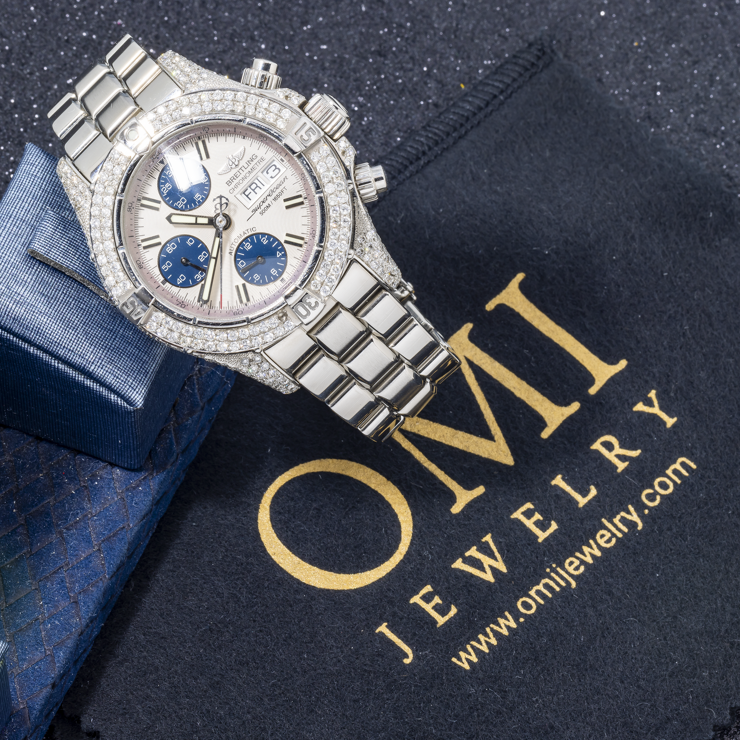 Breitling Superocean Chronograph A13340 42MM White Dial And Diamond Bezel With Stainless Steel Bracelet