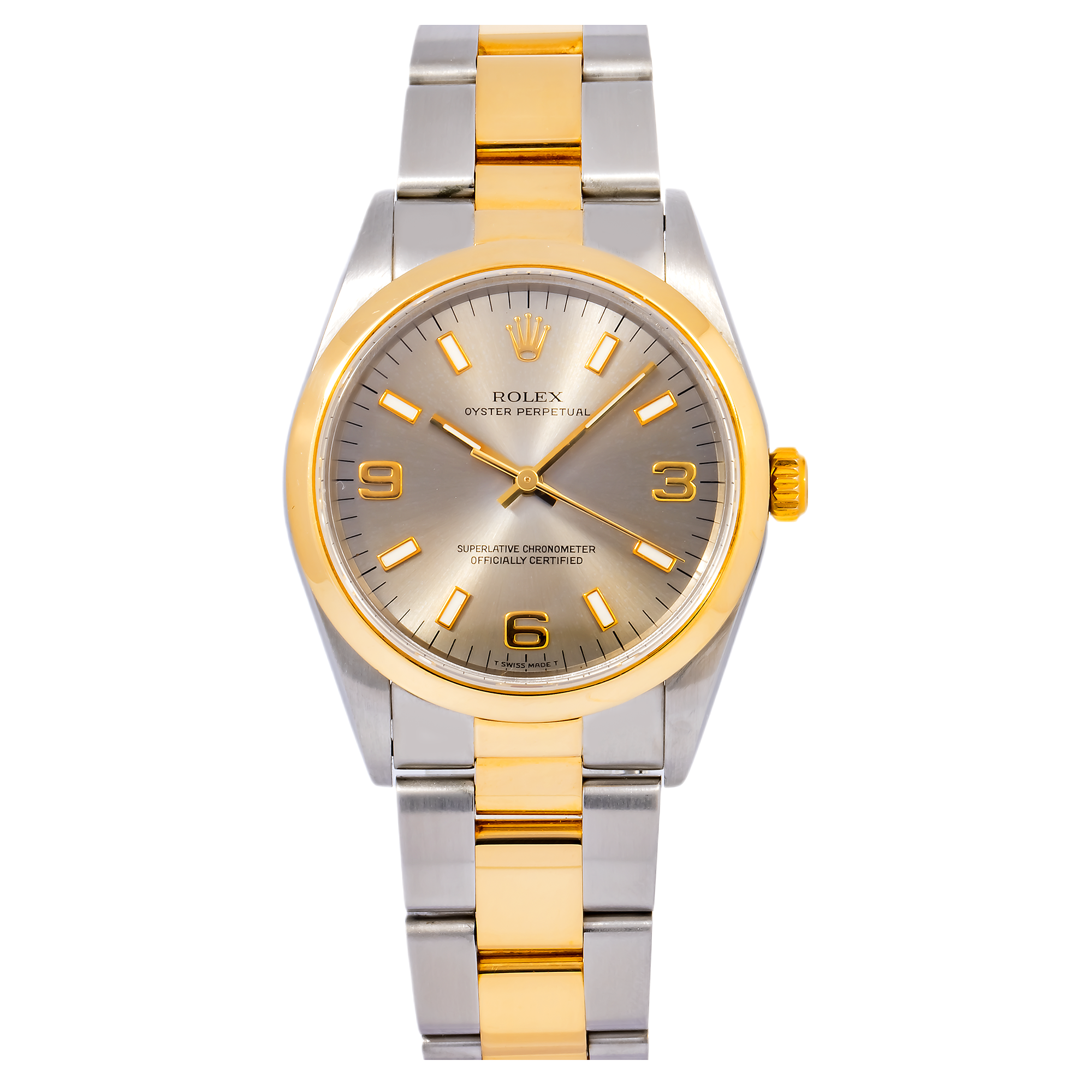 Rolex Oyster Perpetual 14203 34MM Silver Dial With Two-Tone Oyster Bracelet