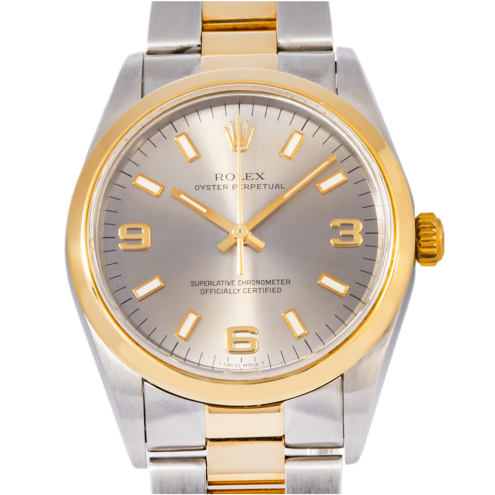 Rolex Oyster Perpetual 14203 34MM Silver Dial With Two-Tone Oyster Bracelet