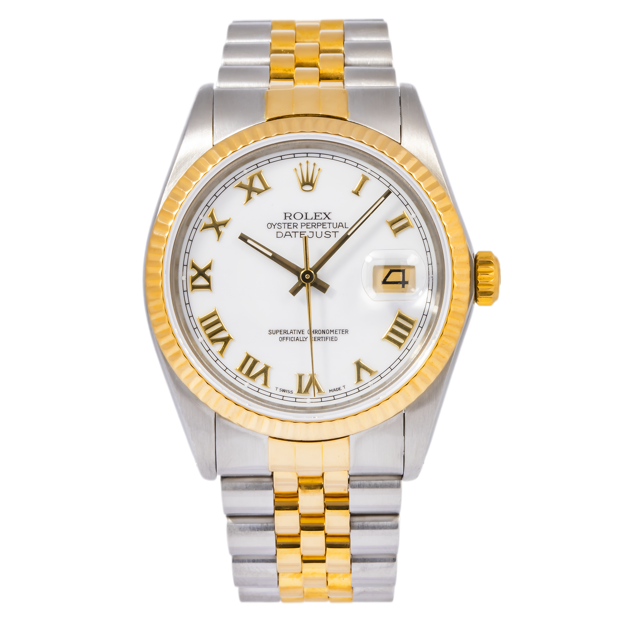 Rolex Datejust 16013 36MM White Roman Dial With Two Tone Jubilee Bracelet