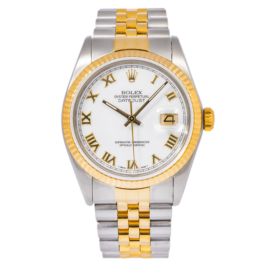 Rolex Datejust 16013 36MM White Roman Dial With Two Tone Jubilee Bracelet