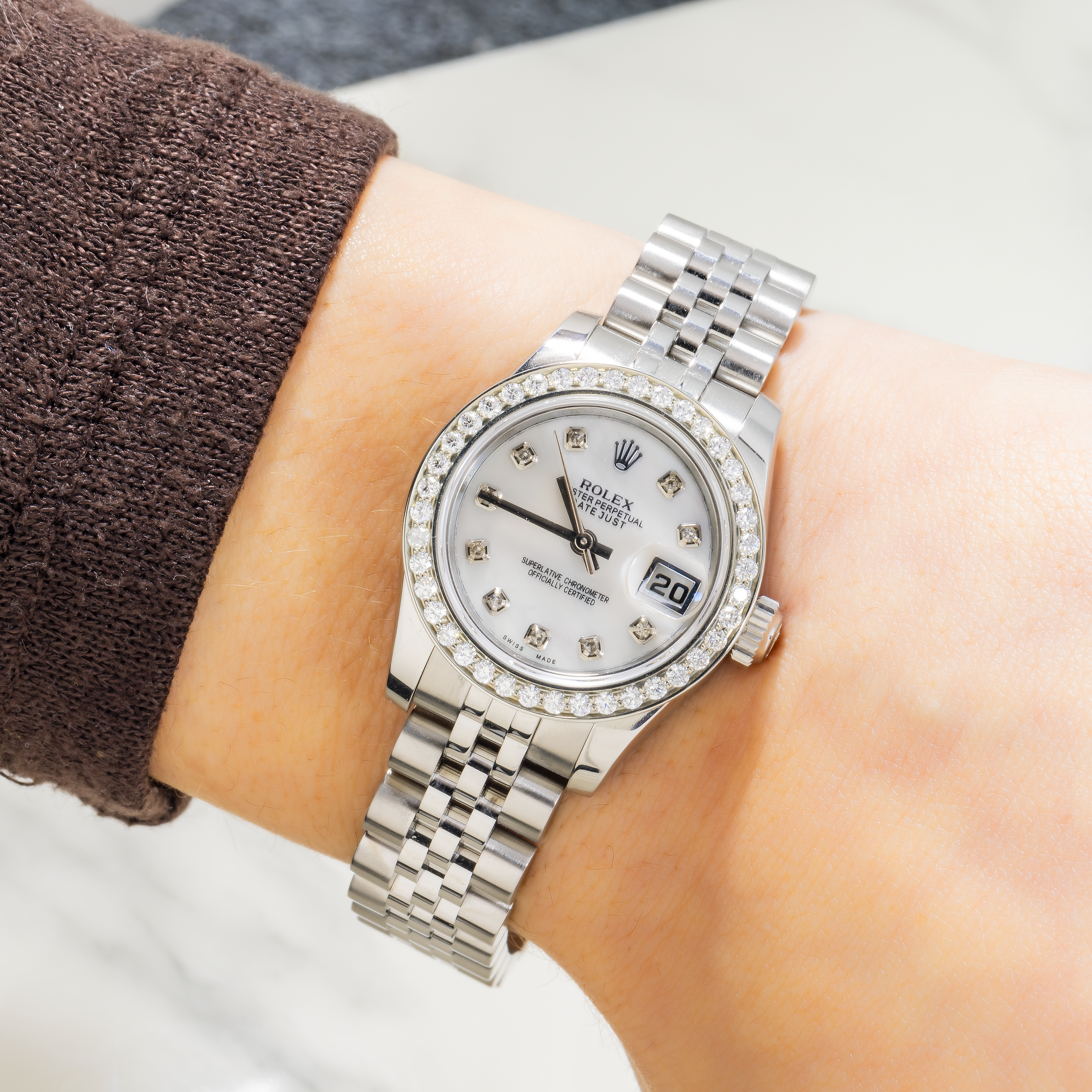 Rolex Datejust 179160 26MM White Diamond Dial And Bezel With Stainless Steel Jubilee Bracelet