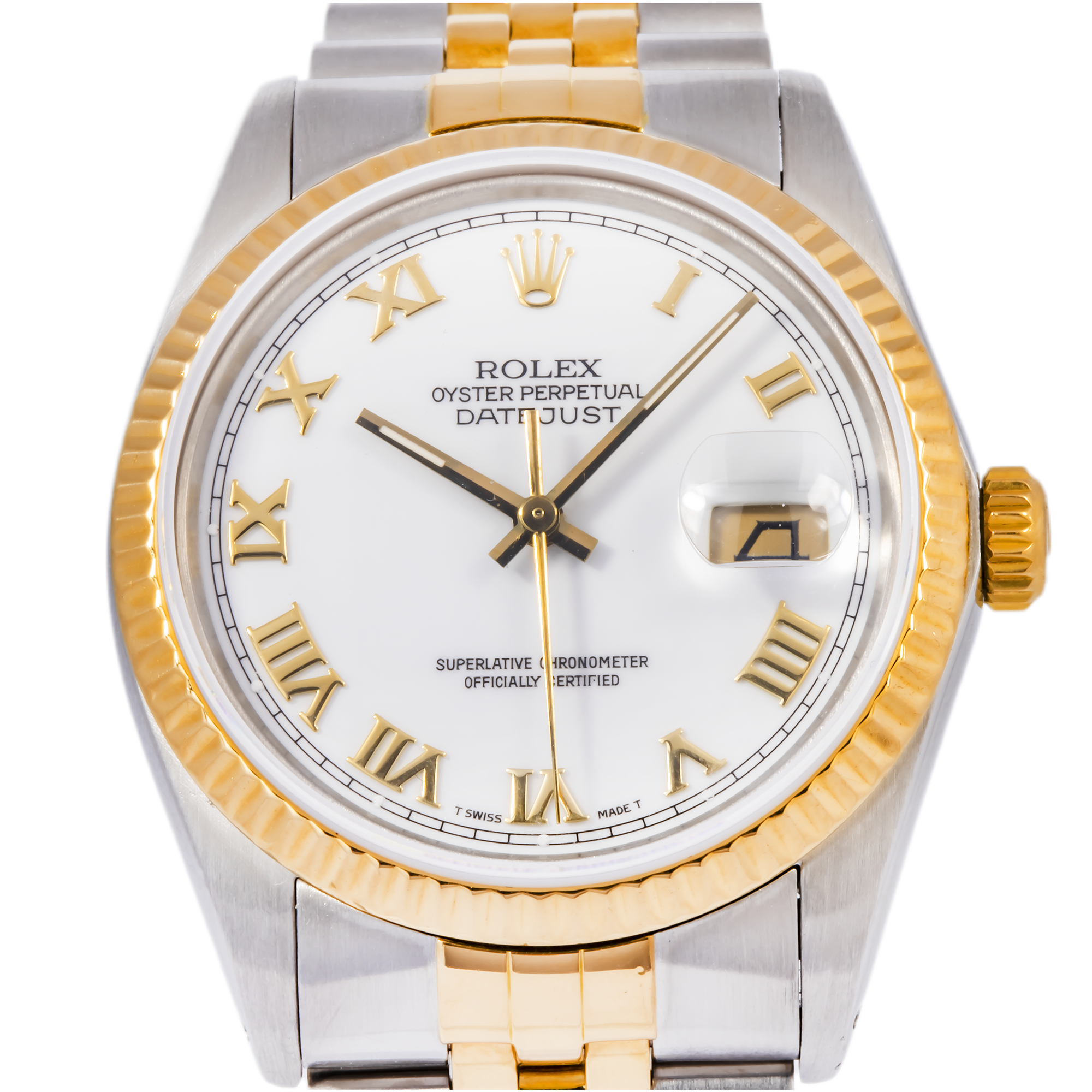 Rolex Datejust 16013 36MM White Roman Dial With Two Tone Jubilee Bracelet