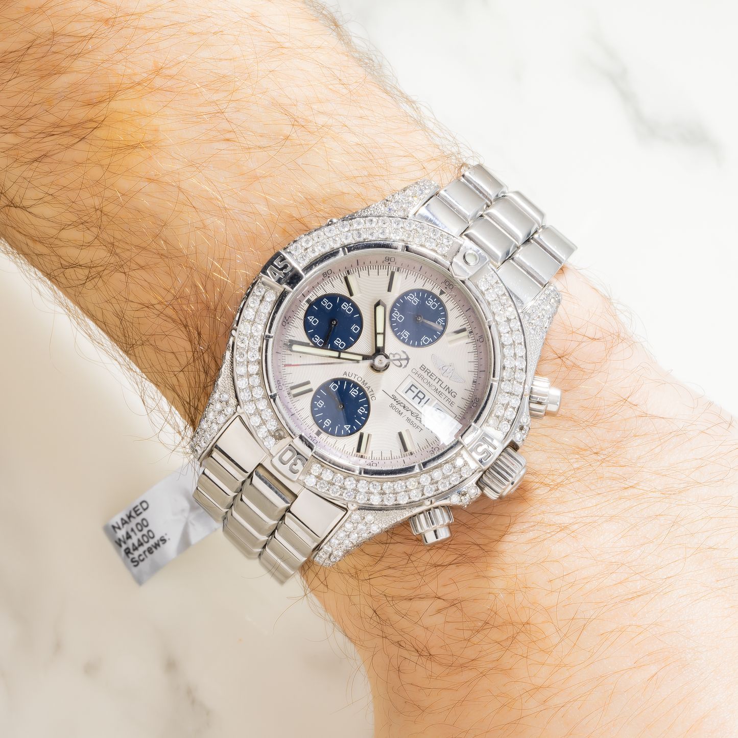 Breitling Superocean Chronograph A13340 42MM White Dial And Diamond Bezel With Stainless Steel Bracelet