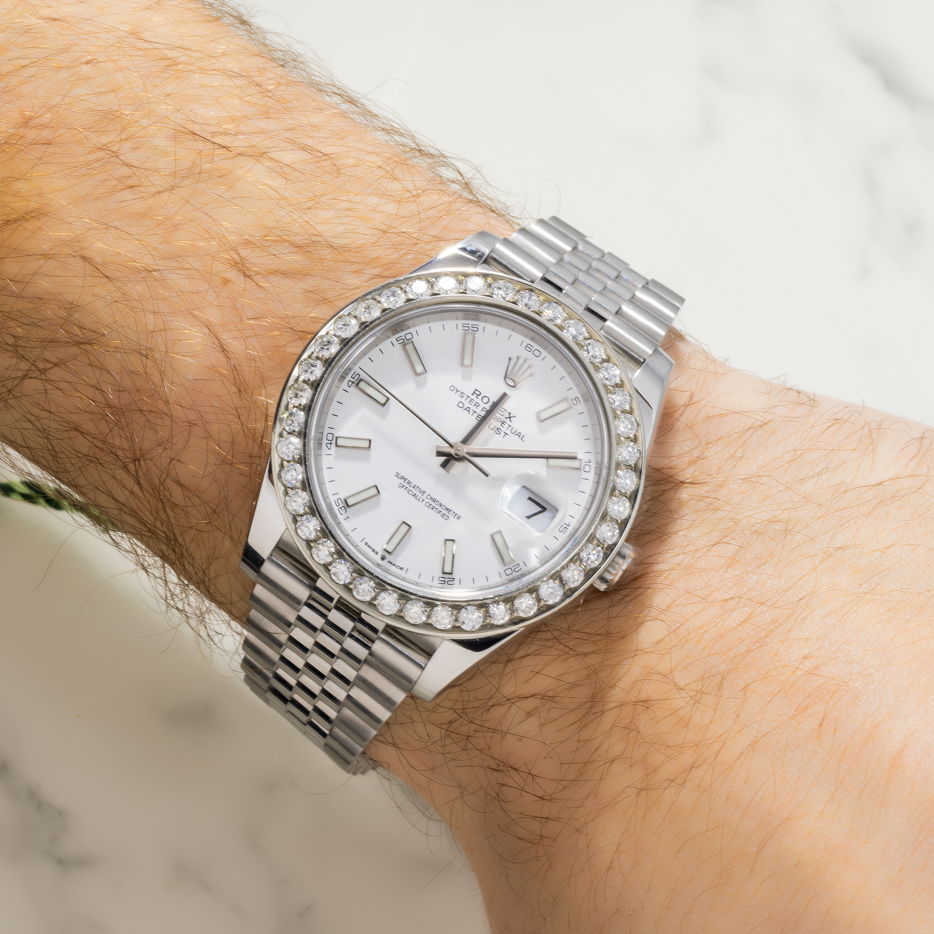 Rolex Datejust 126300 41MM White Dial And Diamond Bezel With Stainless Steel Jubilee Bracelet