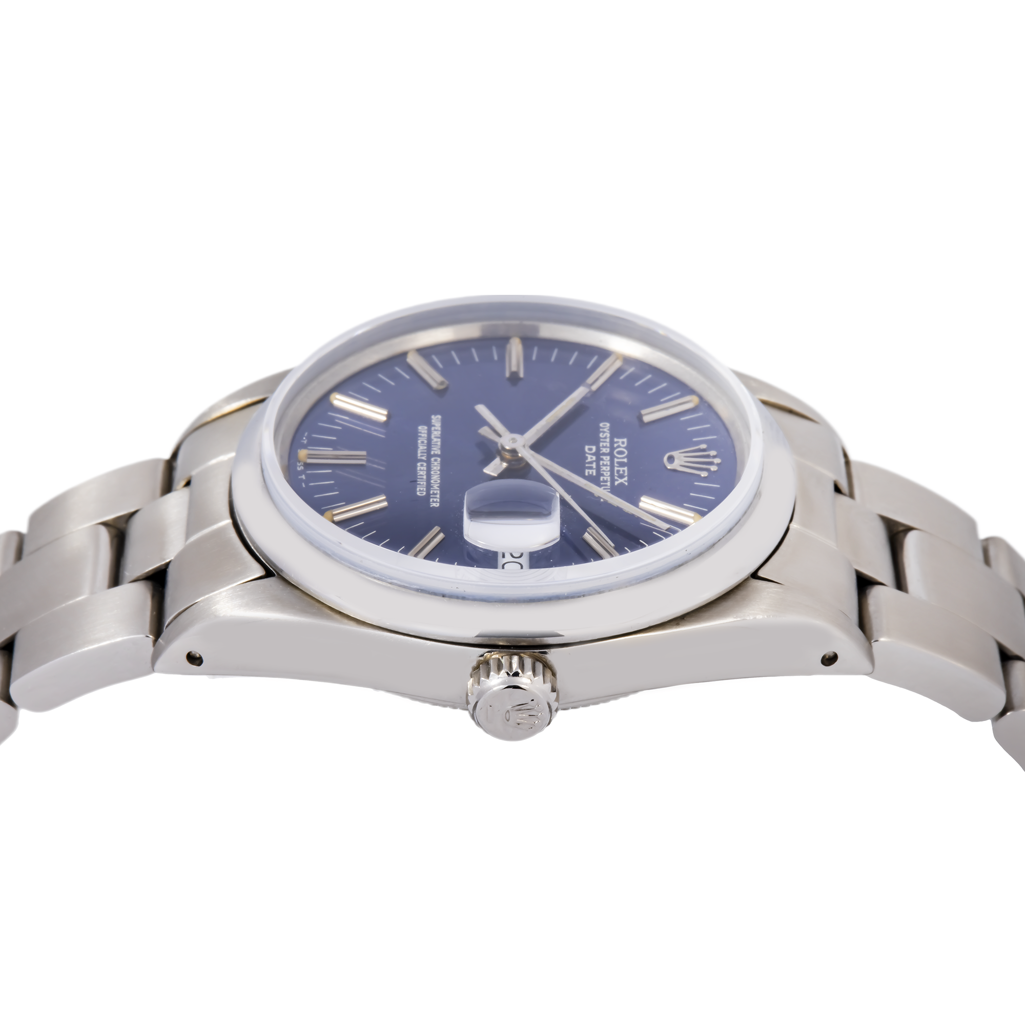 ROLEX OYSTER PERPETUAL DATE 14203 34MM BLUE DIAL AND STAINLESS-STEEL OYSTER BRACELET