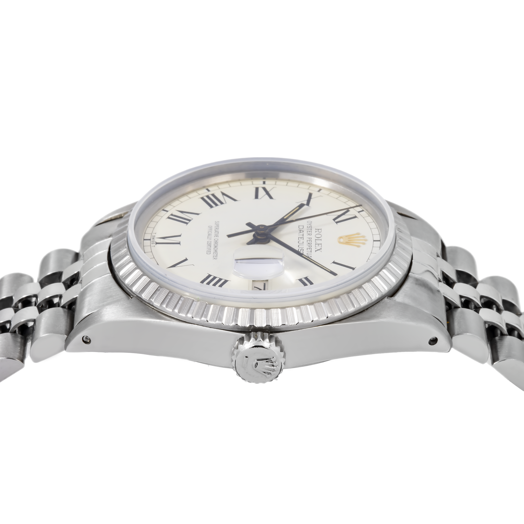 ROLEX DATEJUST 1603 36MM WHITE ROMAN NUMERALS DIAL WITH STAINLESS STEEL JUBILEE BRACELET