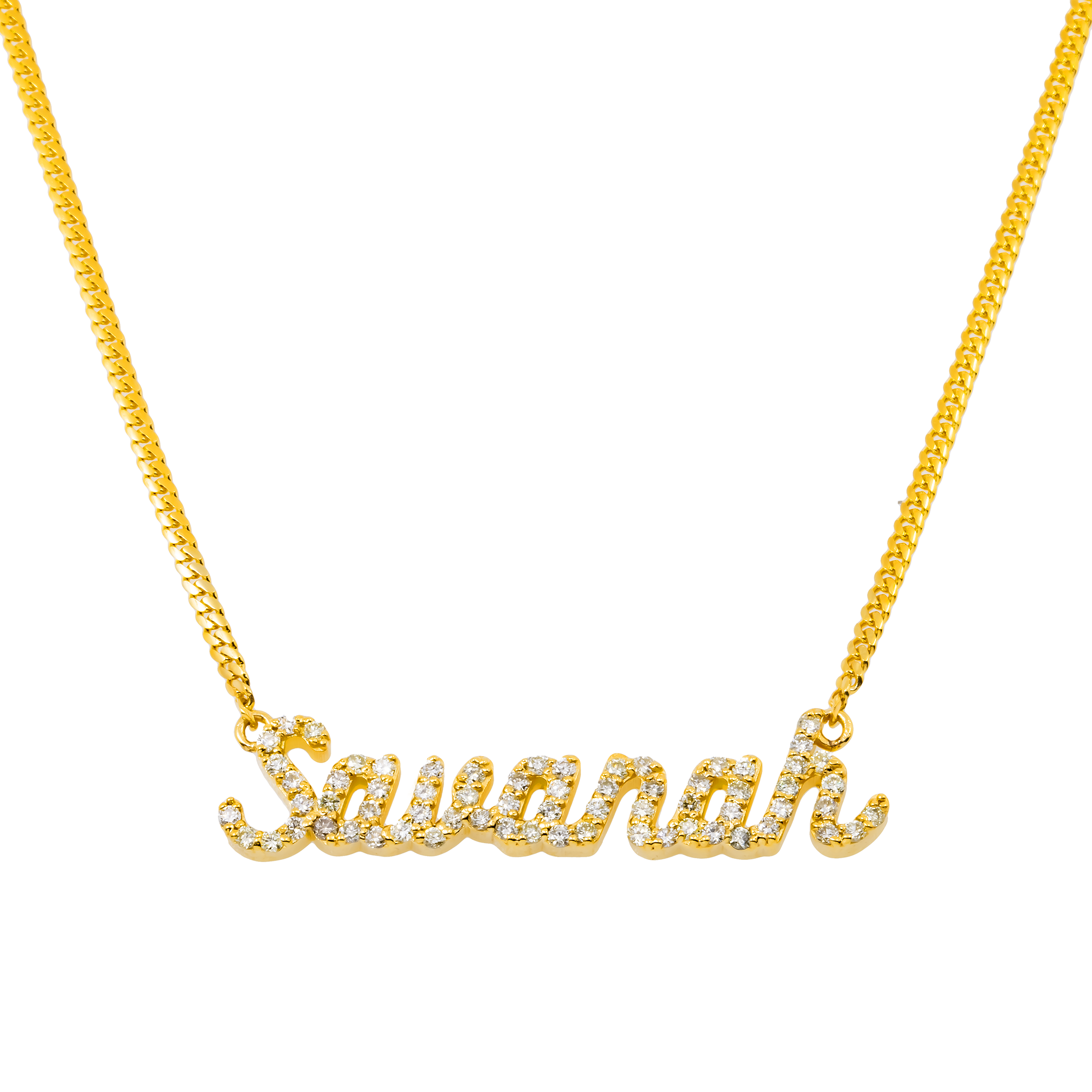 10K YELLOW GOLD DIAMOND CUSTOM NAME NECKLACE 1.15 CT
