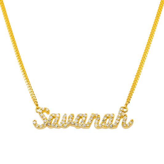 10K YELLOW GOLD DIAMOND CUSTOM NAME NECKLACE 1.15 CT