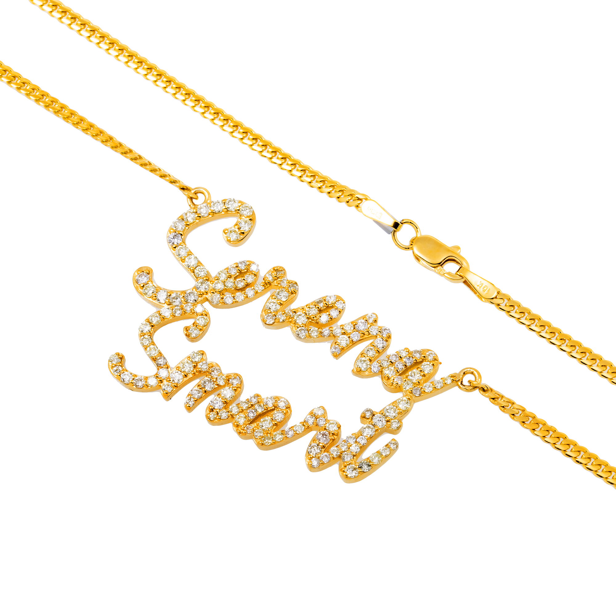 10K YELLOW GOLD DIAMOND CUSTOM NAME NECKLACE 1.15 CT