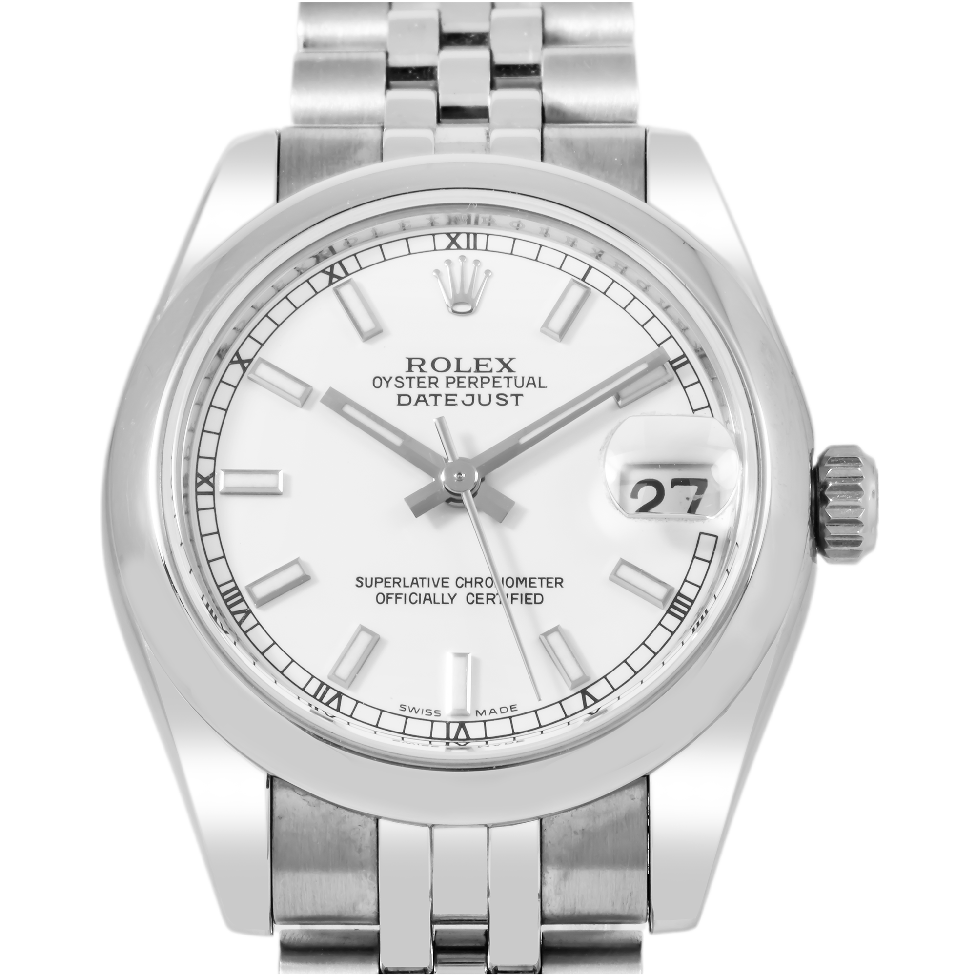 ROLEX DATEJUST 178240 31MM WHITE DIAL WITH STAINLESS STEEL JUBILEE BRACELET