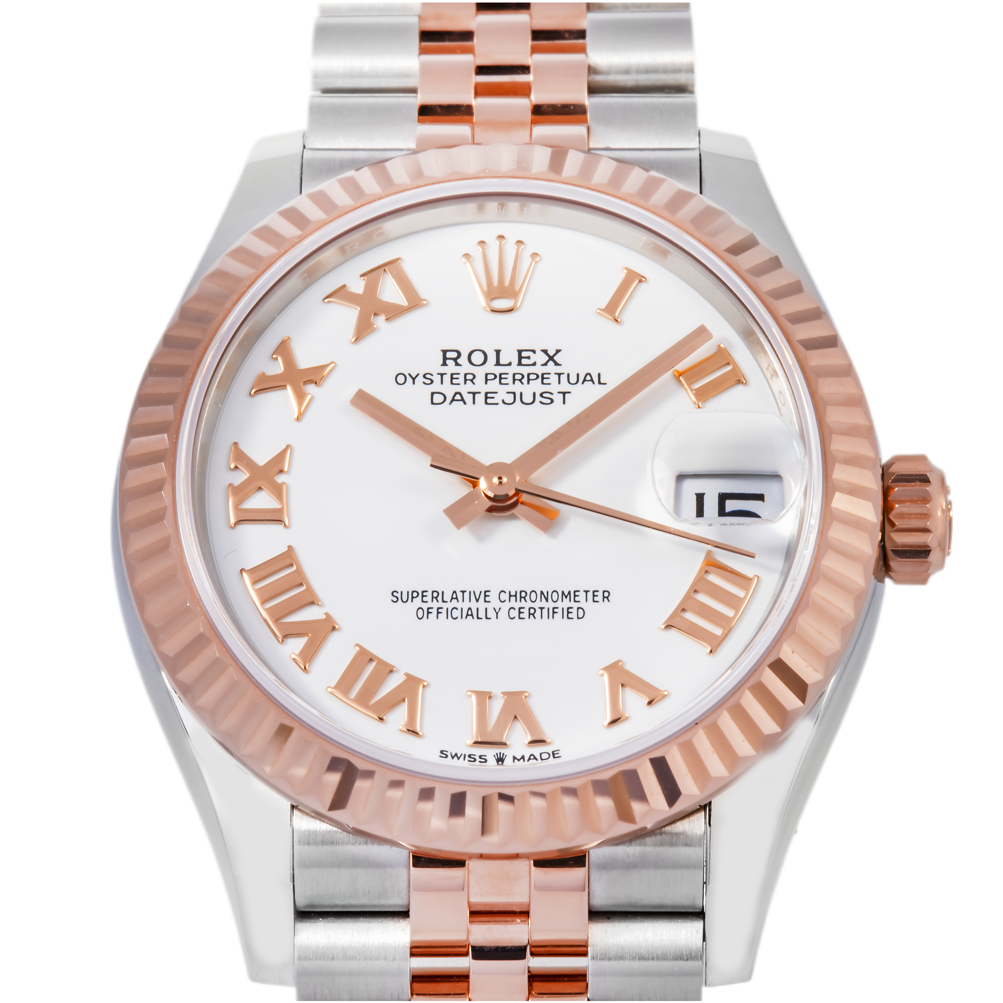 ROLEX DATEJUST 278271 31MM WHITE ROMAN NUMERALS DIAL WITH TWO TONE JUBILEE BRACELET