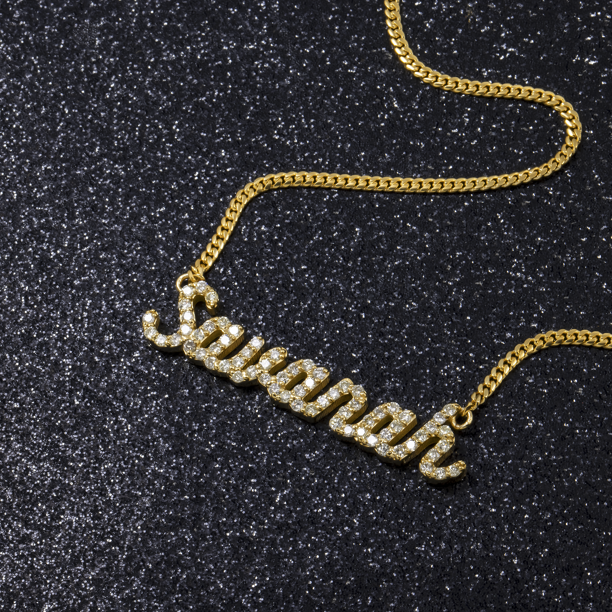 10K YELLOW GOLD DIAMOND CUSTOM NAME NECKLACE 1.15 CT