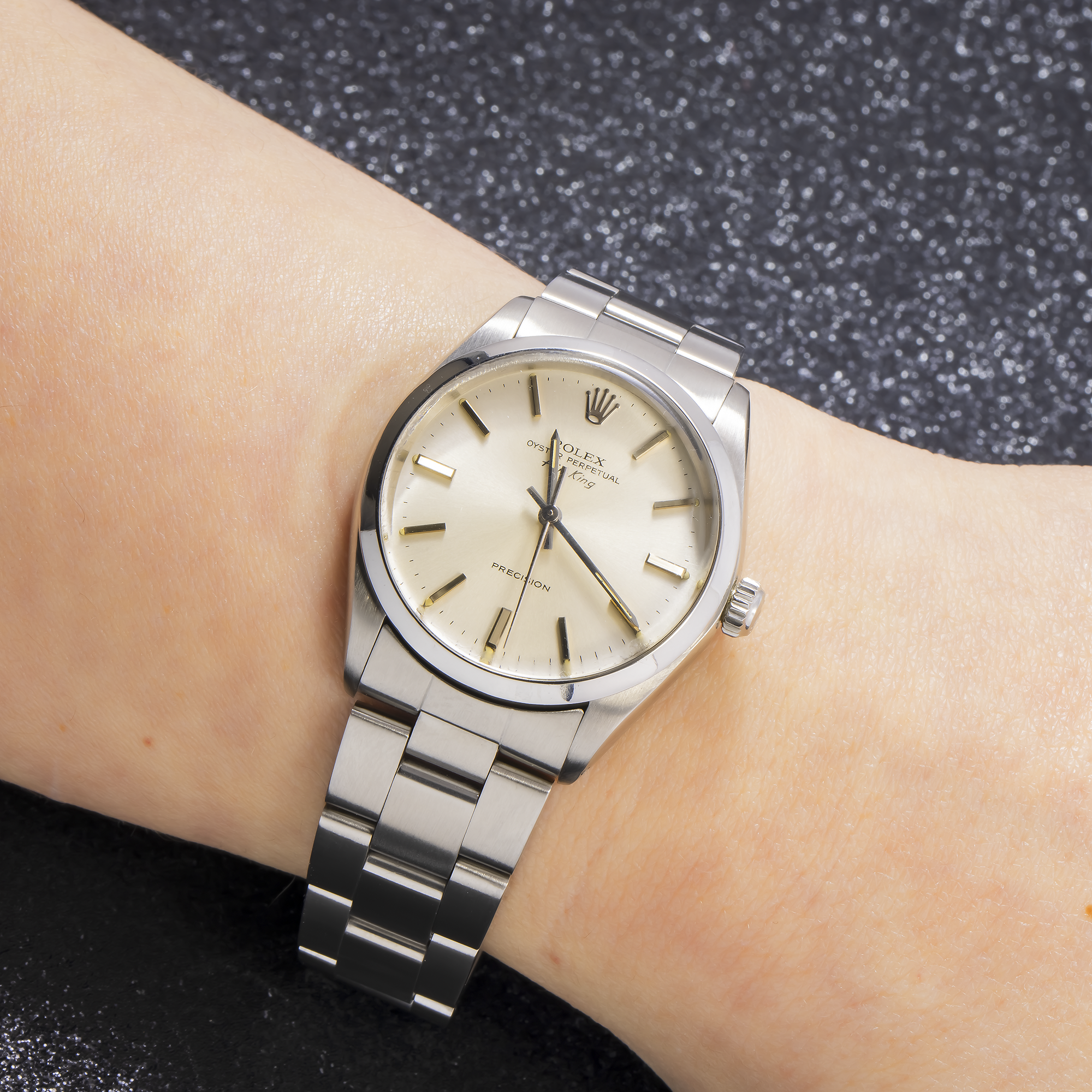 ROLEX AIR KING 5500 34MM SILVER DIAL WITH STAINLESS STEEL OYSTER BRACELET