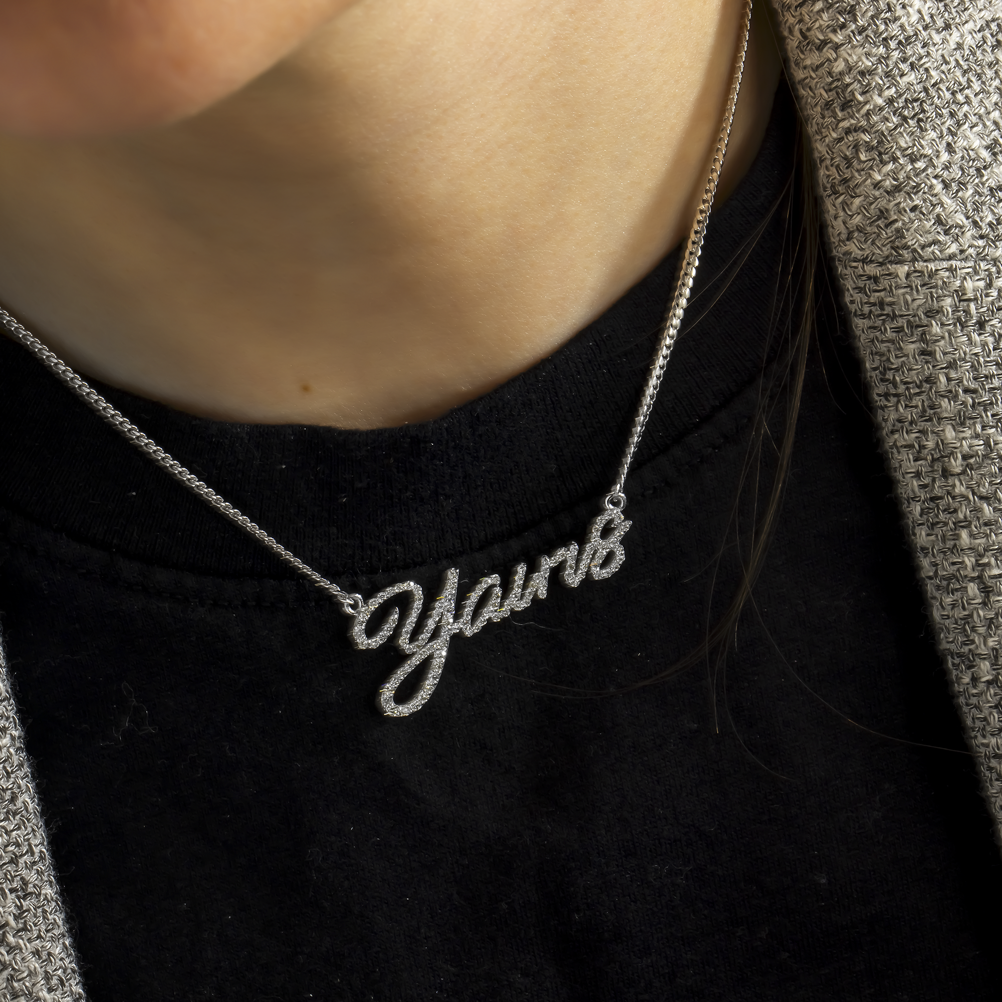 10K WHITE GOLD DIAMOND CUSTOM NAME NECKLACE 0.56 CT