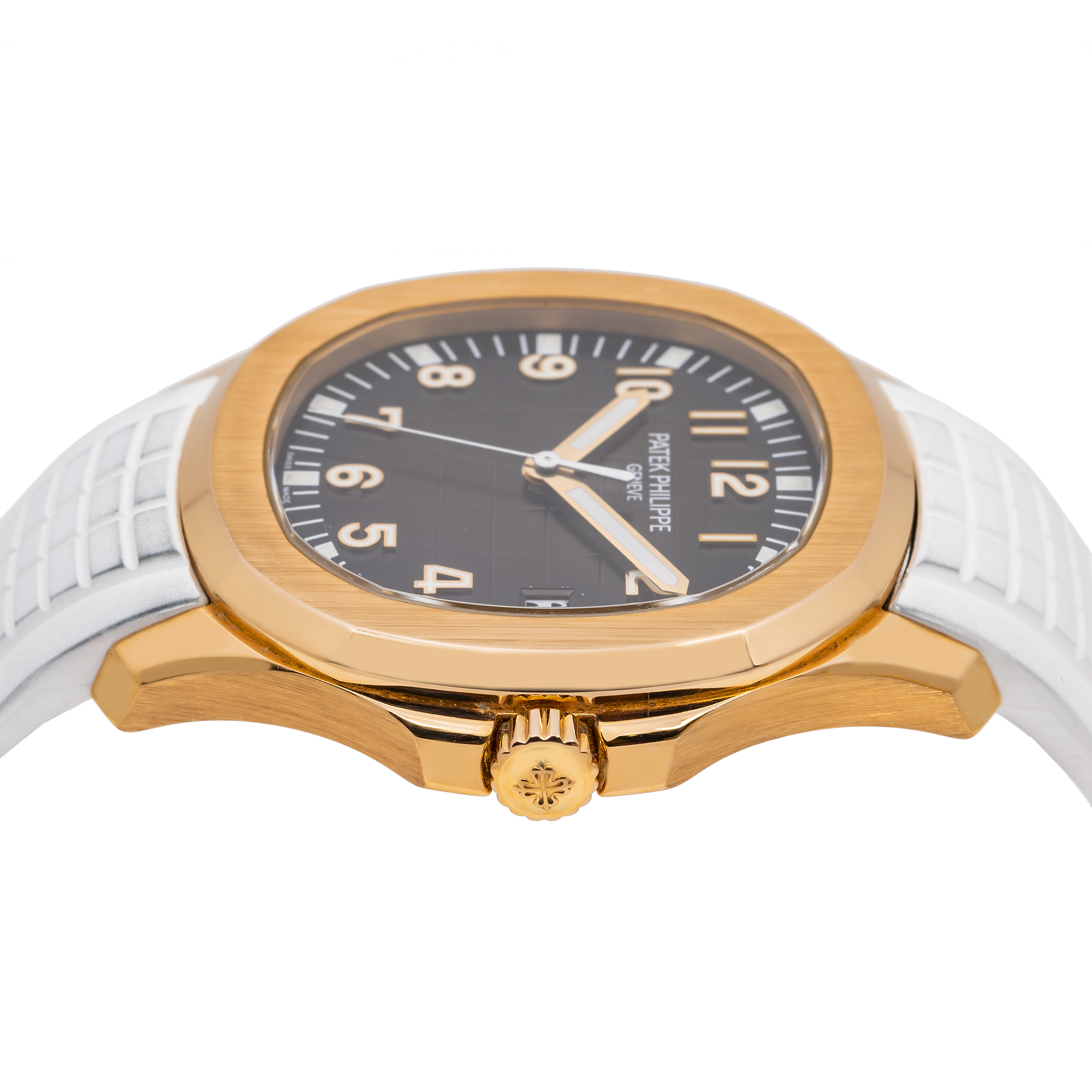 PATEK PHILIPPE AQUANAUT 5167R 40MM BROWN DIAL WITH WHITE COMPOSITE STRAP.