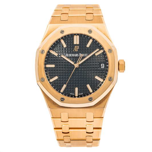 Copy of AUDEMARS PIGUET ROYAL OAK SELFWINDING 15400OR BLACK DIAL 41MM WITH ROSE GOLD BRACELET