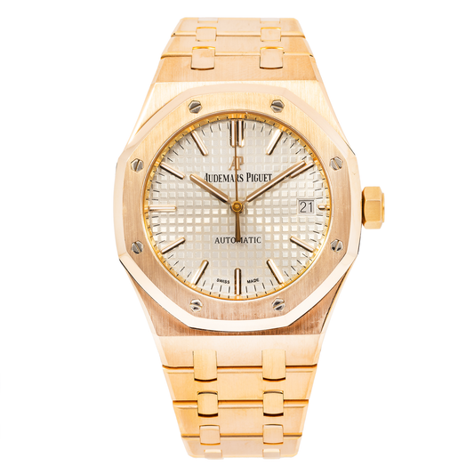 AUDEMARS PIGUET ROYAL OAK SELFWINDING 15400OR SILVER DIAL 41MM WITH ROSE GOLD BRACELET