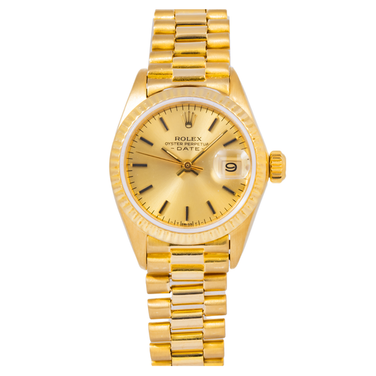 ROLEX LADY-DATEJUST 6917 26MM CHAMPAGNE DIAL WITH YELLOW GOLD PRESIDENTIAL BRACELET