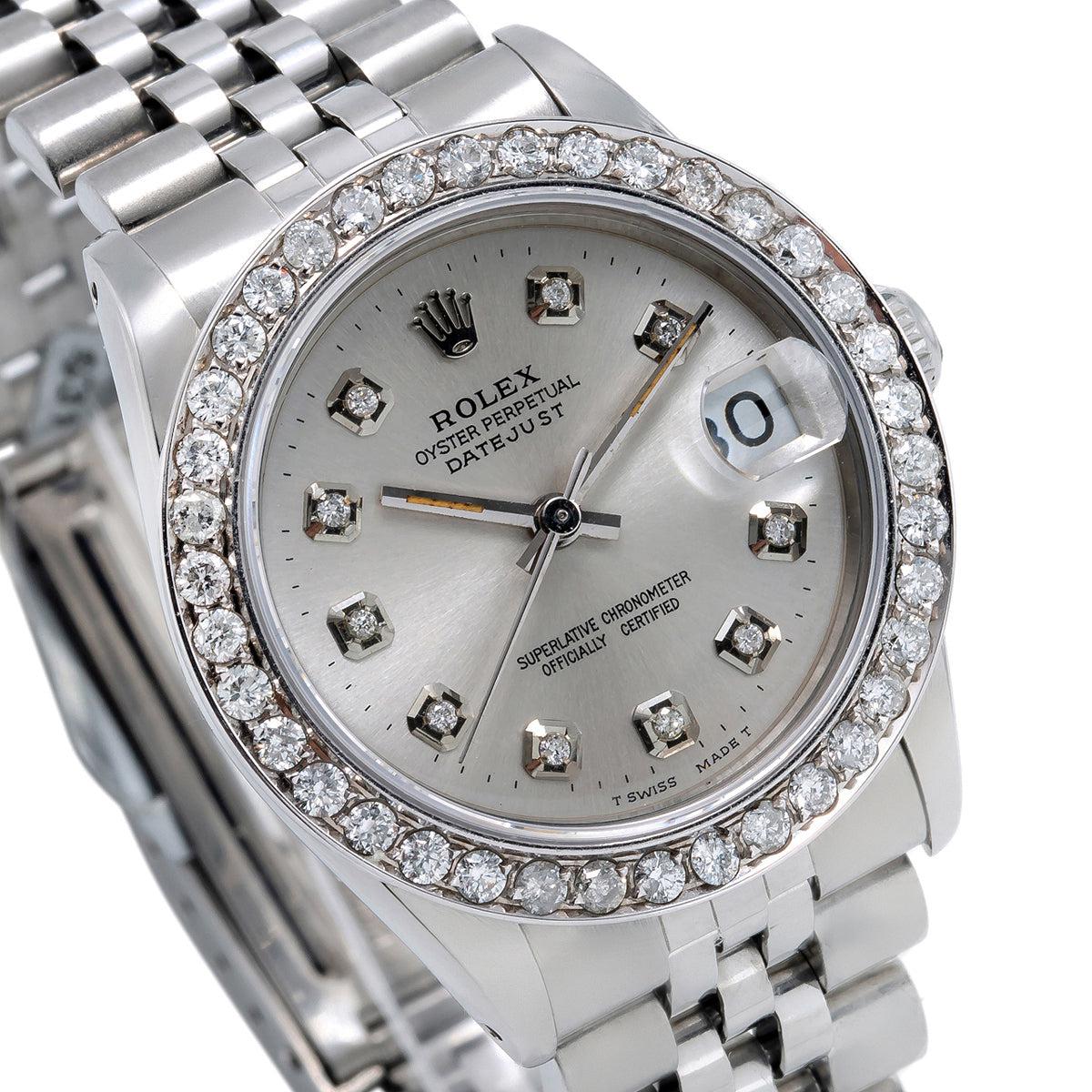 Rolex Datejust 68274 31MM Silver Dial With 1.05 CT Diamond Bezel