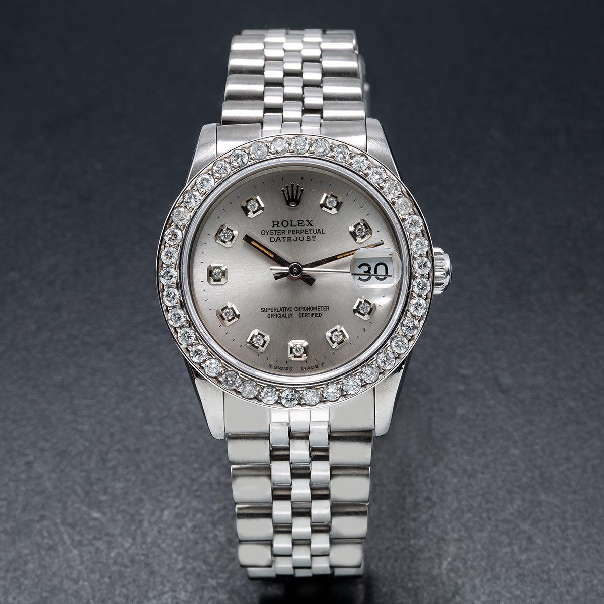 Rolex Datejust 68274 31MM Silver Dial With 1.05 CT Diamond Bezel