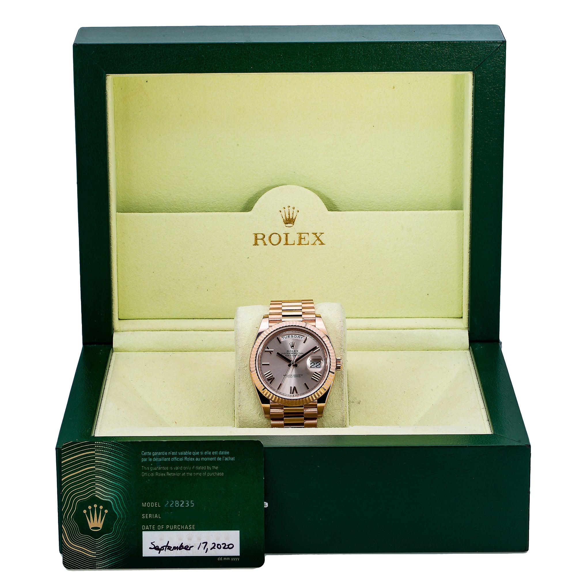 Rolex Day-Date 228235 40MM Pink Dial With Rose Gold President Bracelet