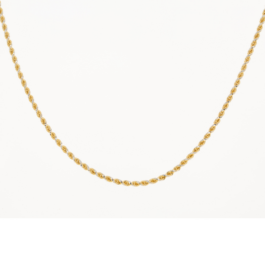 14K GOLD DIAMOND CUT 2.45MM SOLID ROPE CHAIN