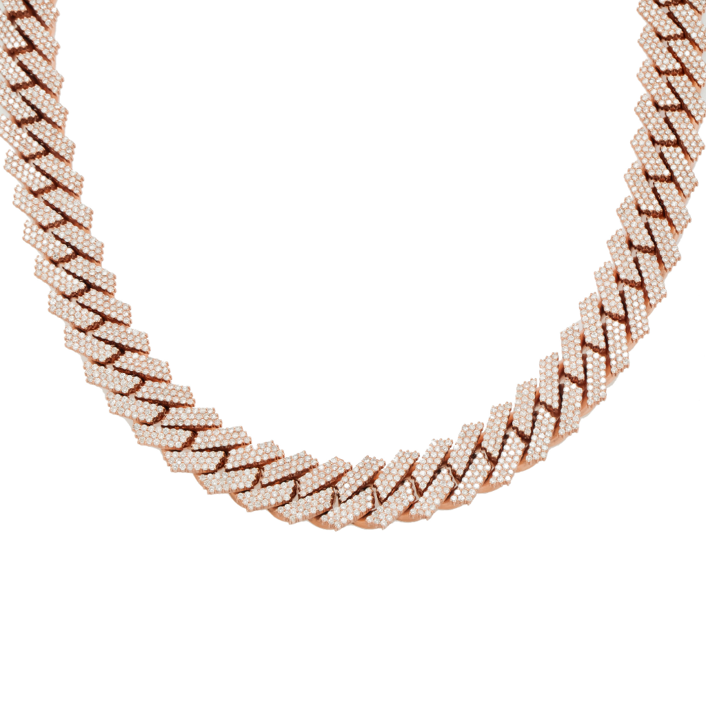 10K GOLD DIAMOND 22"/18MM PRONG CUBAN LINK CHAIN 42.45 CT