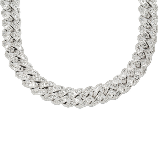 10K GOLD BAGUETTE DIAMOND 20MM CUBAN LINK CHAIN 47.17 CT