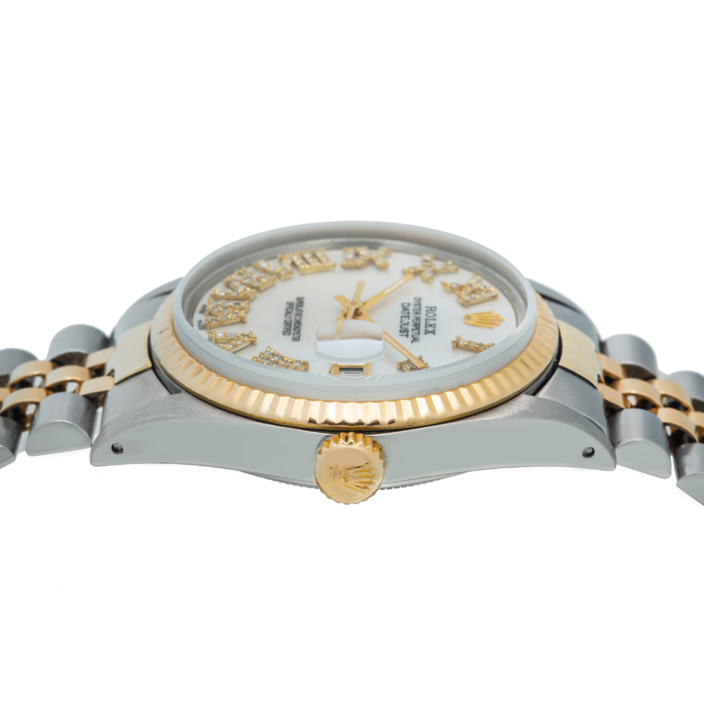 Rolex Datejust 16013 36MM Silver Diamond Dial With Two Tone Bracelet