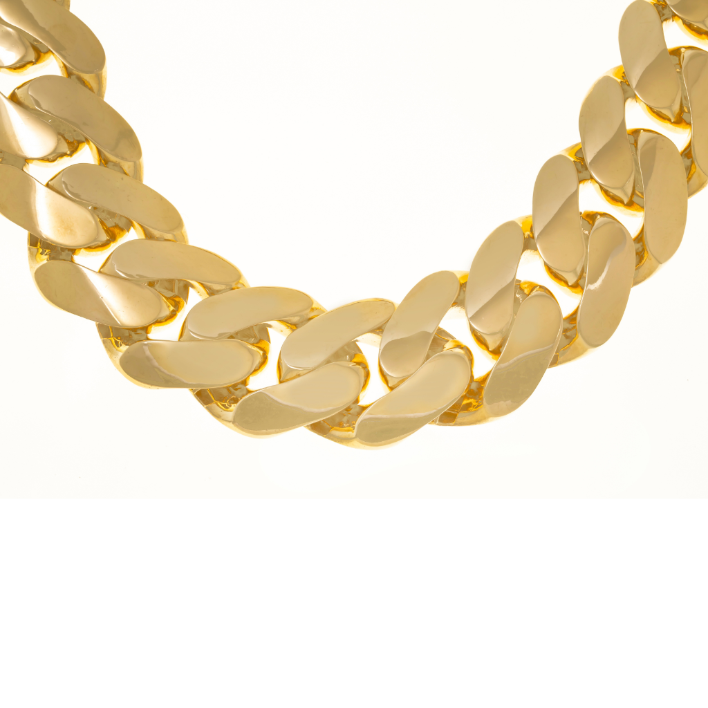 14K GOLD 24MM FLAT CUBAN LINK CHAIN