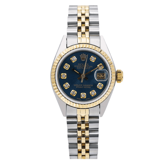 Rolex Datejust Diamond Watch  6917 26mm Blue Diamond Dial With Two Tone Jubilee Bracelet