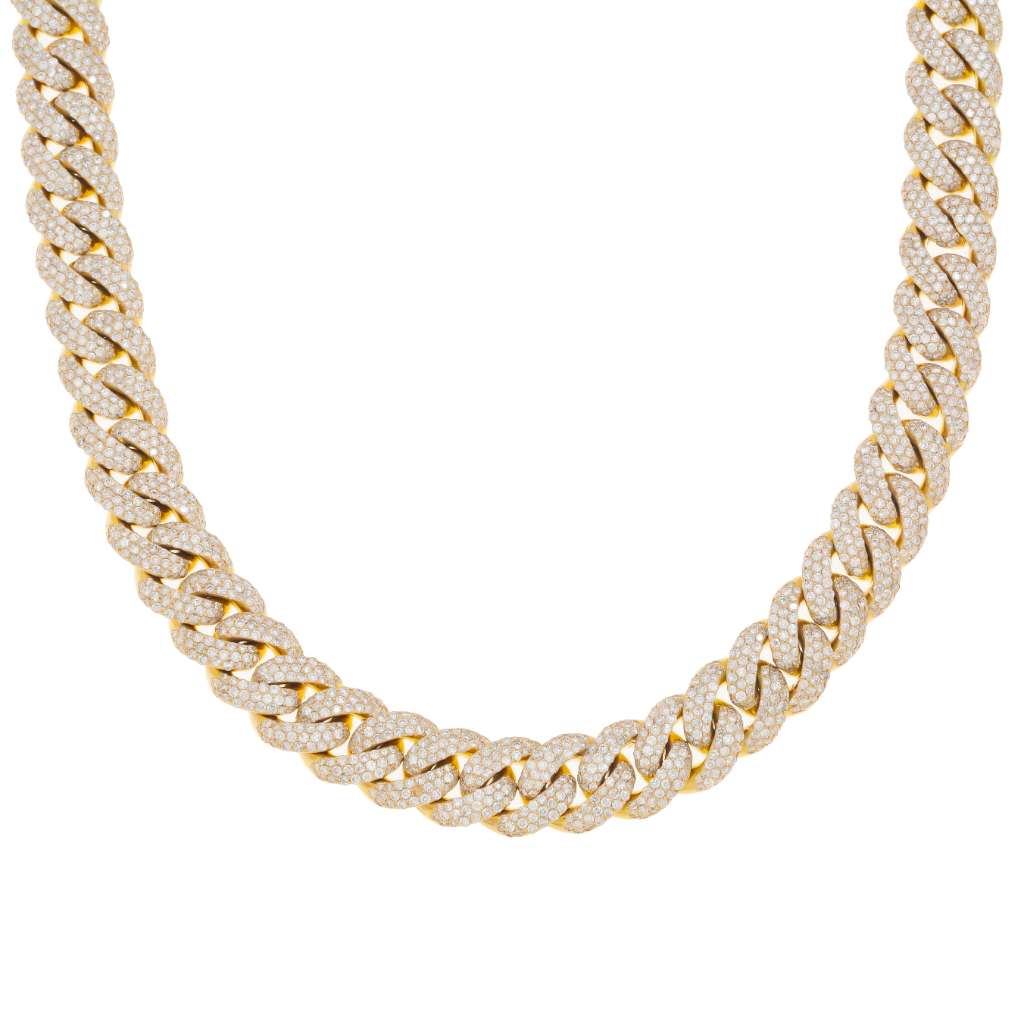 10K GOLD DIAMOND 12MM CUBAN LINK CHAIN 27.50 CT