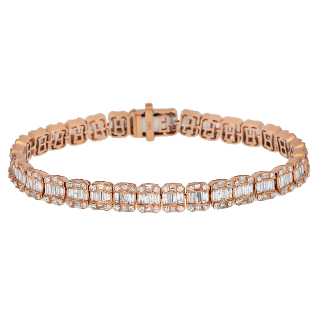 14K GOLD BAGUETTE DIAMONDS BRACELET 9.53 CT