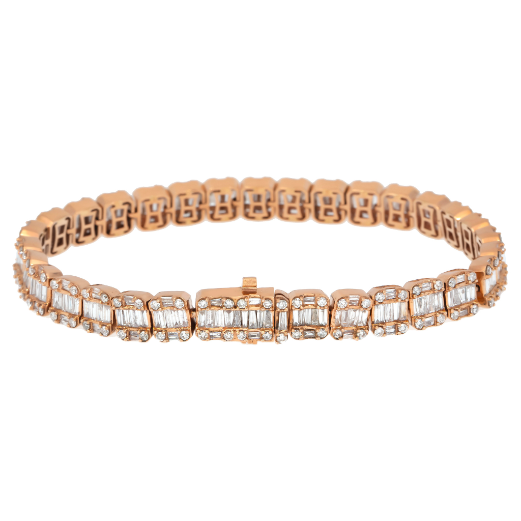 14K GOLD BAGUETTE DIAMONDS BRACELET 9.53 CT