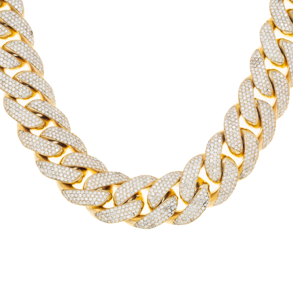 10K GOLD DIAMOND 25MM CUBAN LINK CHAIN 50.00 CT