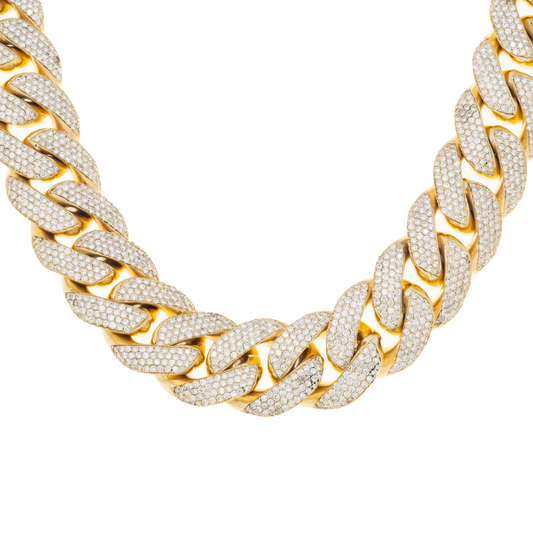 10K GOLD DIAMOND 25MM CUBAN LINK CHAIN 50.00 CT