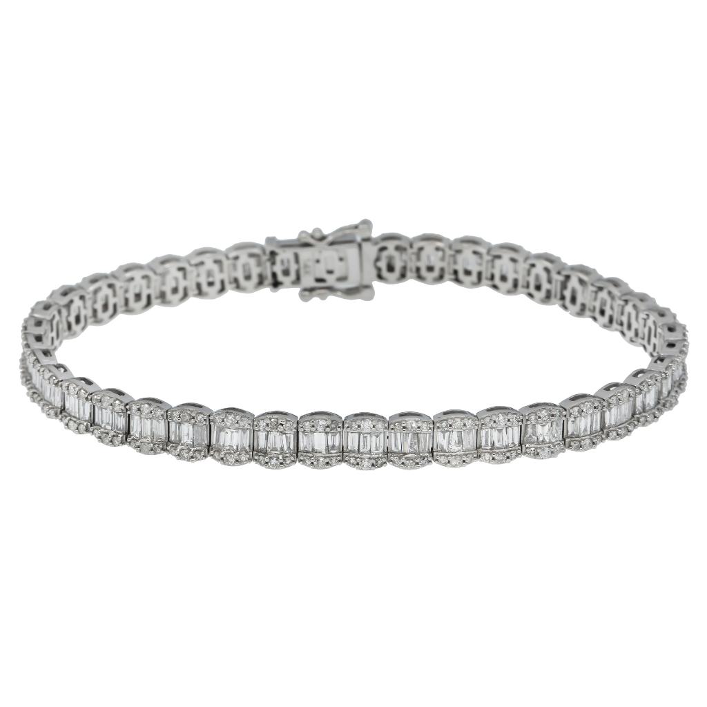 14K GOLD BAGUETTE DIAMONDS BRACELET 7.90 CT
