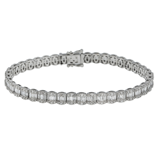 14K GOLD BAGUETTE DIAMONDS BRACELET 7.90 CT