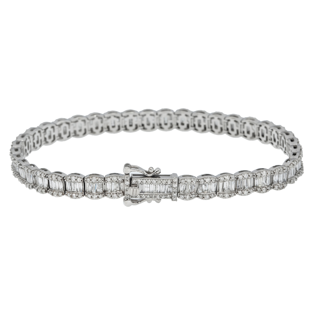 14K GOLD BAGUETTE DIAMONDS BRACELET 7.90 CT