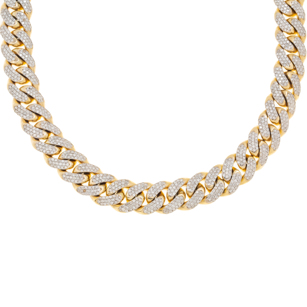 14K GOLD DIAMOND 15MM CUBAN LINK CHAIN 32.20 CT