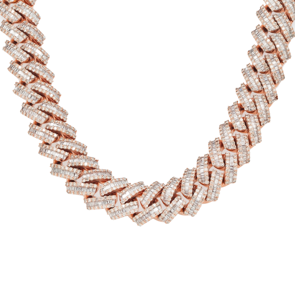 10K GOLD BAGUETTE DIAMOND 20MM CUBAN LINK CHAIN 57.36 CT