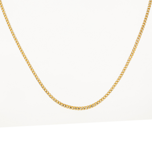 14K GOLD DIAMOND CUT 4MM SOLID CURB CHAIN