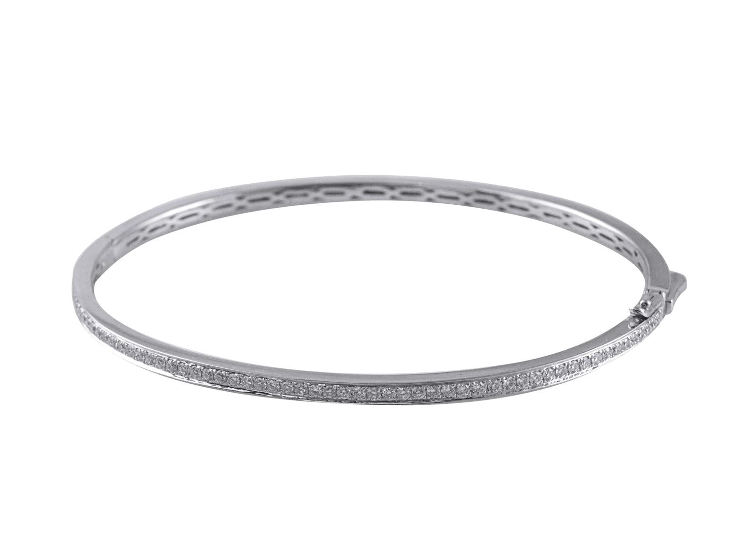 Ladies White Gold Bangle with Round Diamonds