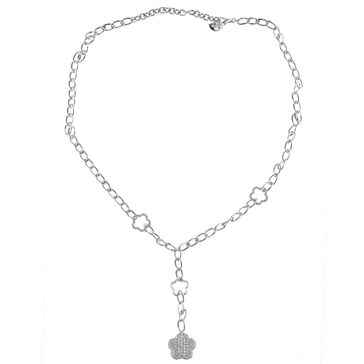 18K White Gold Chain with Diamonds and Star Pendant 1.43CT